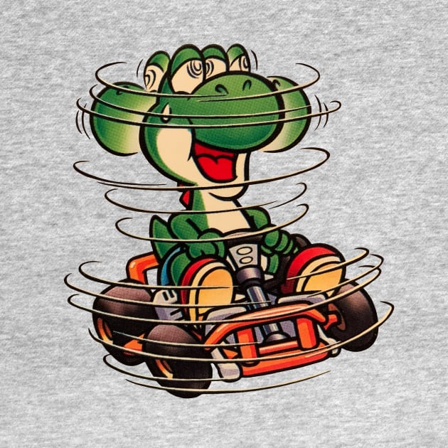 Dinosaur on go kart by cyclingnerd